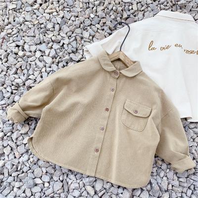 China Anti-wrinkle Fashion Baby Boy Shirt Cotton Toddler Infant Kid Embroidered Blouse Outwear Deep Loose Spring Autumn Baby Casual Clothes for sale