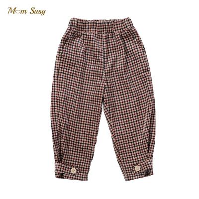 China Anti-wrinkle fashion baby boy woolen plaid vintage breeches Spring Autumn Infant Toddler Child Casual pants loose pants baby clothes 1-7Y for sale