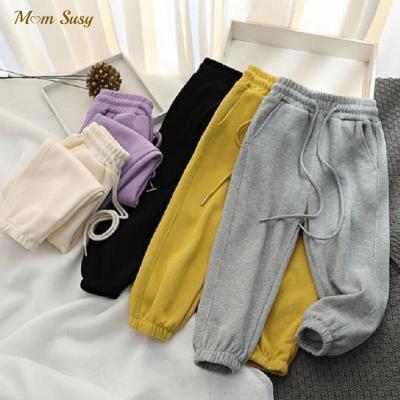 China Anti-Wrinkle Fashion Baby Boy Girl Panties Loose Ribbed Casual Toddler Kid Sports Teen Pants Jogging Panties 2-14Y for sale