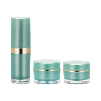 Chine Empty Cosmetic Round Plastic Acrylic Packaging Container Cream Jar Lotion Bottle Set à vendre