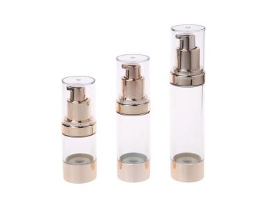 China Portable Airless Cosmetic Bottles Travel Gold Skin Care Pump Bottle for sale