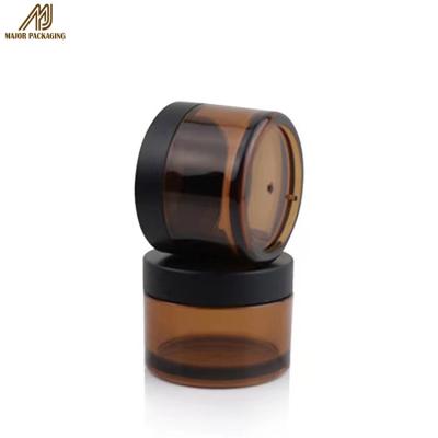 China Promotional Empty Black Face Mask Amber Jar Caps With Seal Liner Pot Pressure Sensitive Cosmetic Containers for sale