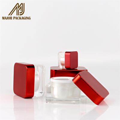 China Latest Design Face Cream Cosmetic Empty Acrylic Clear Cream Powder Loose Jar Cosmetic Jars Set for sale