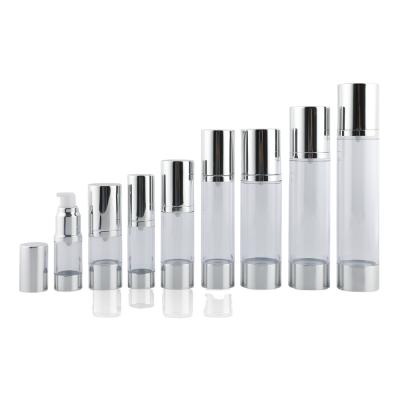 China Whitening Hot Sale Moisture Serum Shiny Silver Aluminum Pump Airless Essence 1oz Bottle for sale