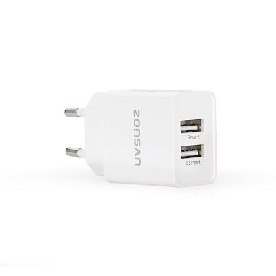 China Mobile Phone Shenzhen ZONSAN 2 Port USB 2.4A Usb Charger Phone Charger for sale