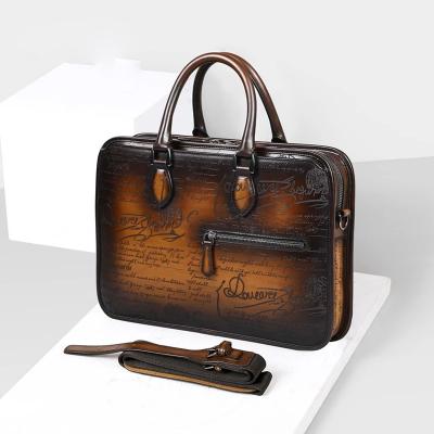 China Funny 9139 High Quality Fashion Messenger Bag Laptop Case Office Genuine Leather Briefcase for sale