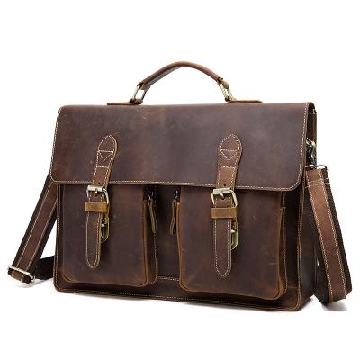 China Hot Selling Amazon OEM ODM High Quality Customize Multi Function Fancy Brown Professional Messenger Business Laptop Bag Leather Trim 9033 for sale