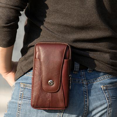 China Water Proof Funny 7500 Men's Cigarette Holder Golf Belt Bag Genuine Leather Bag With Mobile Phone for sale