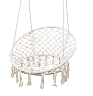 China Hand Knitting Hand Knitting Net Swing Chair Hammock Cotton Seat Indoor Outdoor Shed Macrame With Tassels for sale