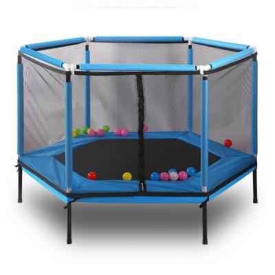 China With Protective Net Hexagonal Bounce Bed Kids Indoor Trampoline Jumping Park With Protective Fenc for sale