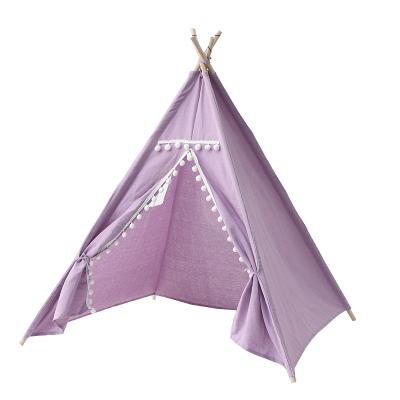 China Softly 1.3M Cotton Canvas Tee Pee Tent Kids Play Princess Castle Kids Room Teepee Tent With Window for sale