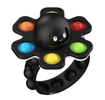 China Finger Squeeze Octopus Face Squeeze Ring Pubble Sensory Fidget Toy Variable Effort Snap Push Toy for sale