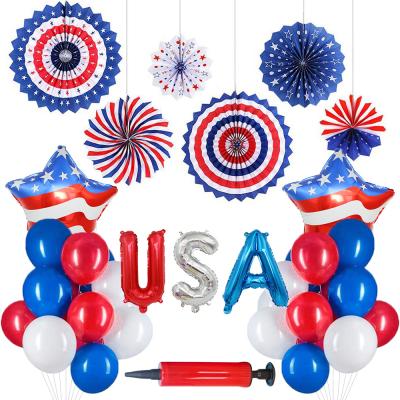 China 16 Inch Aluminum Foil Balloon Set Party Decoration Indoor American Holiday Decoration USA Independence Day Wholesale for sale