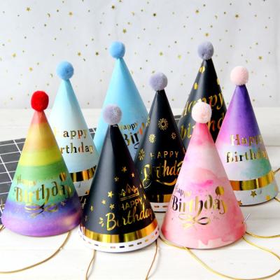 China Simple and Easy Stock Party Hats Birthday Supplies Favor Decorations Birthday Party Supplies Set Birthday Paper Party Hats for sale