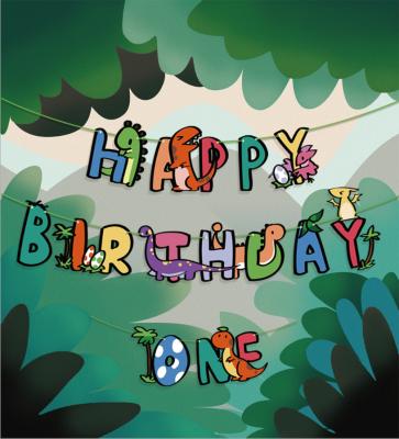 China Wholesale Paper Cartoon Letter Banner Happy Birthday Decoration Festival Decoration Animal Dinosaur Birthday Banner for sale