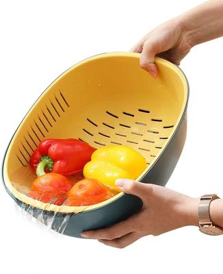 China Viable wholesale set of Walmart kitchen strainer bowl, plastic kitchen sink strainer washing bowl and rectangle food strainer. for sale