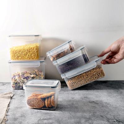 China Recyclable Plastic Storage Container Transparent Dry Refrigerator Grain Food Kitchen Storage Box Fresh-keeping Box for sale