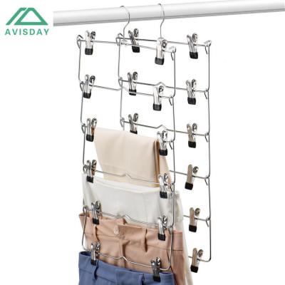 China Avisday Modern 6 Layers Metal Panty Hanger with Reinforced Staples Hook Collapsible Storage Rack for sale