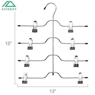 China Strong One Piece Clip Avisday Frame 4 Tiers Pant Chrome Hanger With Clips for sale