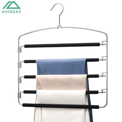 China Avisday MOBILE 5 Layers Metal Loose Hanger Pants Organizer Multifunctional Foam Padded Cabinet for sale