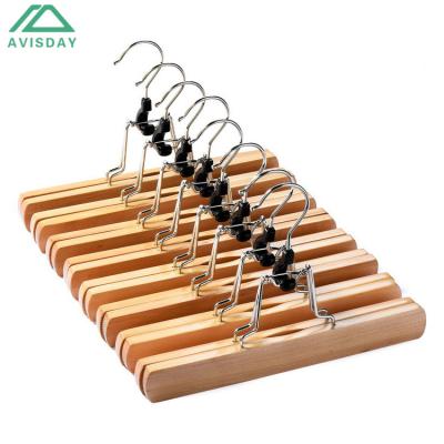 China Avisday Modern High Grade Pants And Skirt Natural Wood Hanger Non Slip Bottom Hanger for sale