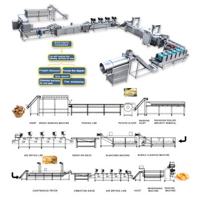 China Hotels Automatic French Fries Machine Potato Peeling Frying Making Machine Potato Chips Production Line à venda