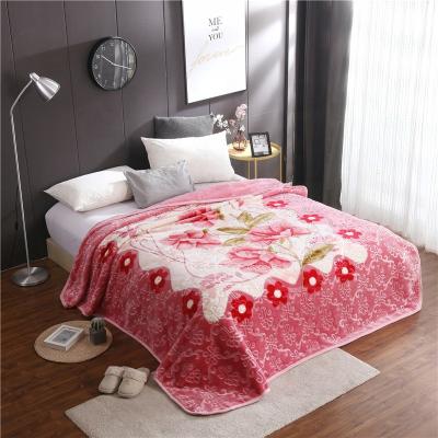 China Factory Hot Selling HEATHER Mink Blanket Luxury Flower Design One Side Embossed Knitted Blanket For Arabic for sale