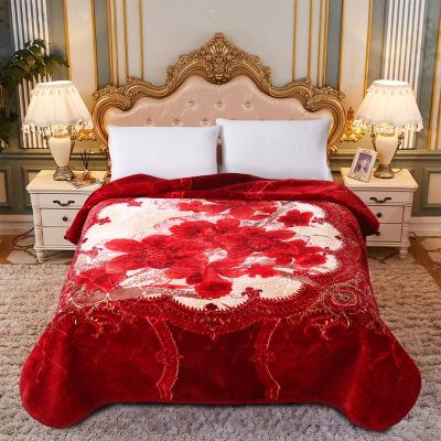 China Hot Sale OEM & OBM PORTABLE Korean Style Embossed Raschel Arabic Mink Blanket Embossed Bedding Hotel Supermarket Home Camping Supplier for sale