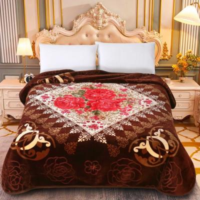 China PORTABLE Turkish Korean Arabic Style Knitted Raschel Bedding Hotel Supermarket Supplier Embossed Home Blanket Raschel Blanket OEM&ODM for sale