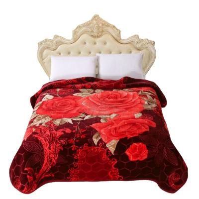 China PORTABLE Low Price 100% Luxury Knitted Raschel Blanket Polyester Mink Embossed Bedding Hotel Supermarket Home Supplier for sale