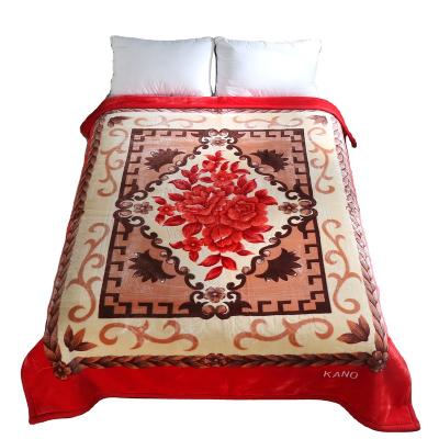 China Good Quality PORTABLE Double Embossing 2 Layer Super Soft Hotel And Home Cover 100% Raschel Polyester Supplier 200*240 5.5KG for sale