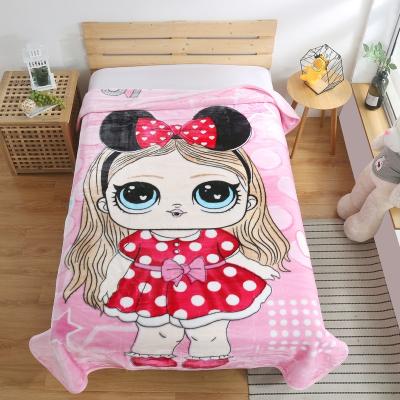 China Wholesale Super Cute Healthy Comfortable Kids Anti-static Blankets Travel Blanket Home Camping Raschel Cartoon Baby Hotel Supermarket for sale