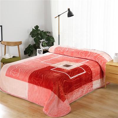 China 2021 Geometric Design Super Soft Plush Factory Blanket Raschel Red Geometric Embossed Blanket For Middle East for sale