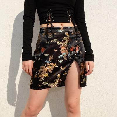 China Chinese Style Plus Size Split Latest Design Midi Skirt For Women for sale