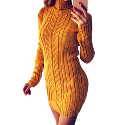 China Turtle Neck Anti-Shrink Casual Pattern Women Sweater Knitting Dress for sale