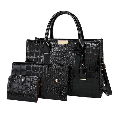 China Fashion 2020 New Fashion 3 Pieces Set Noble Goddes Purses And Handbags Shoulder Bag Crocodile Pattern Diagonal Cross - Body Bag Women Handbags for sale