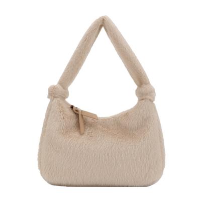 China Wholesale Fashion Trend Color Mini Bag Underarm Handbags Winter Plush Winter Plush Hairy Pure Handbags For Women for sale