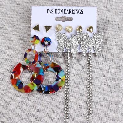 China Fashionable Environmental Friendly Crystal Butterfly Gold Cross Earring Stud Earrings Vintage Set Women for sale