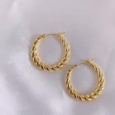 China Simple Fashion Retro Women's Earrings Nickel Free Copper-plated French Style Circle Earrings Genuine Gold Earrings for sale