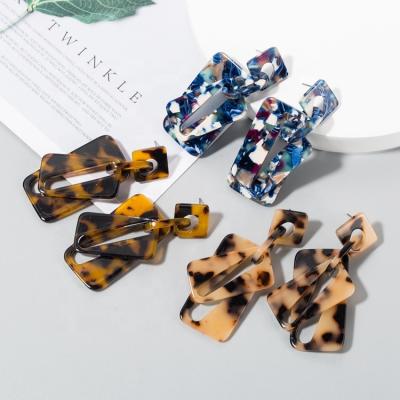 China Big Statement Nickel Free Geometry Women Drop Dangle Earrings Jewelry Vintage Leopard Resin Acrylic Earrings for sale