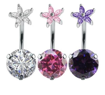 China Stainless Steel Earring Fashion Korean Titanium Stainless Steel Flower Steel Stud Earrings With Zircon for sale