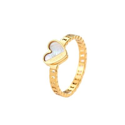 China Shell Material Heart-Shaped Ring Ins White Style Nickel Free Ring Lovers Ring Stainless Steel for sale