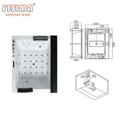 China 1900x830 Whirlpool SPA Bathtub 2 Person Freestanding Jetted Tub for sale