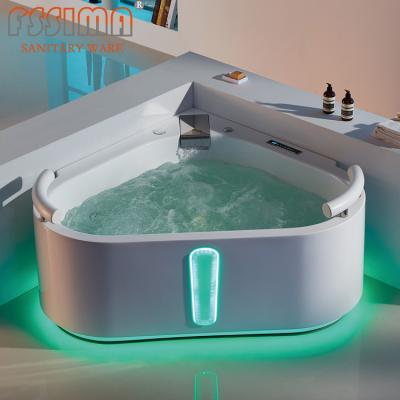 China Air Jet Corner Bathtub 1400mm 54 X 54 2 Person Freestanding Jetted Soaking Tub for sale