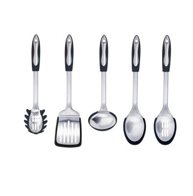 China SS Kitchen Tools Stainless Steel Kitchen Utensil Set With Ergonomic Silicone Head for sale