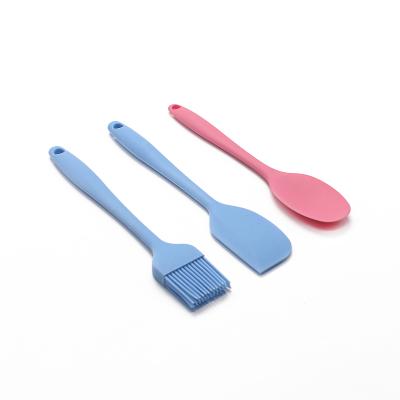 China Viable Wholesale Food Grade Silicone Spatula Brush Spoon Set for sale