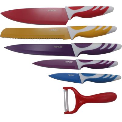 China Sustainable Hot Selling Stainless Steel Kitchen Knife Set Reviews With Non-Stick Coating for sale