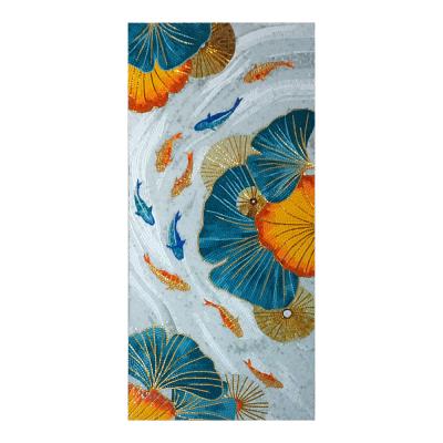 China Handmade Chinese style summer pond mosaic wall art, can be customized patterns, available in lobby living room, etc. for sale