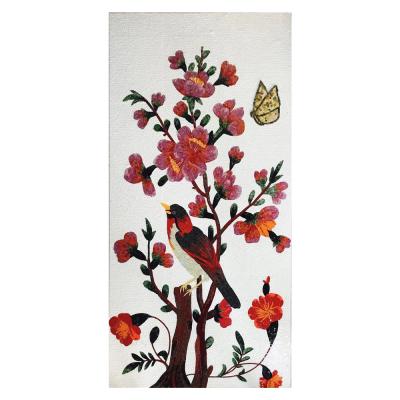 China Chinese style flower and bird mosaic Chinese handmade wall painting, can be customized pattern, decorative wall for sale