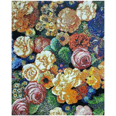 China Hot Abstract Chinese Style Pixel Flower Mosaic Wall Art, Customizable Patterns, Available in Bedroom Entryway. for sale